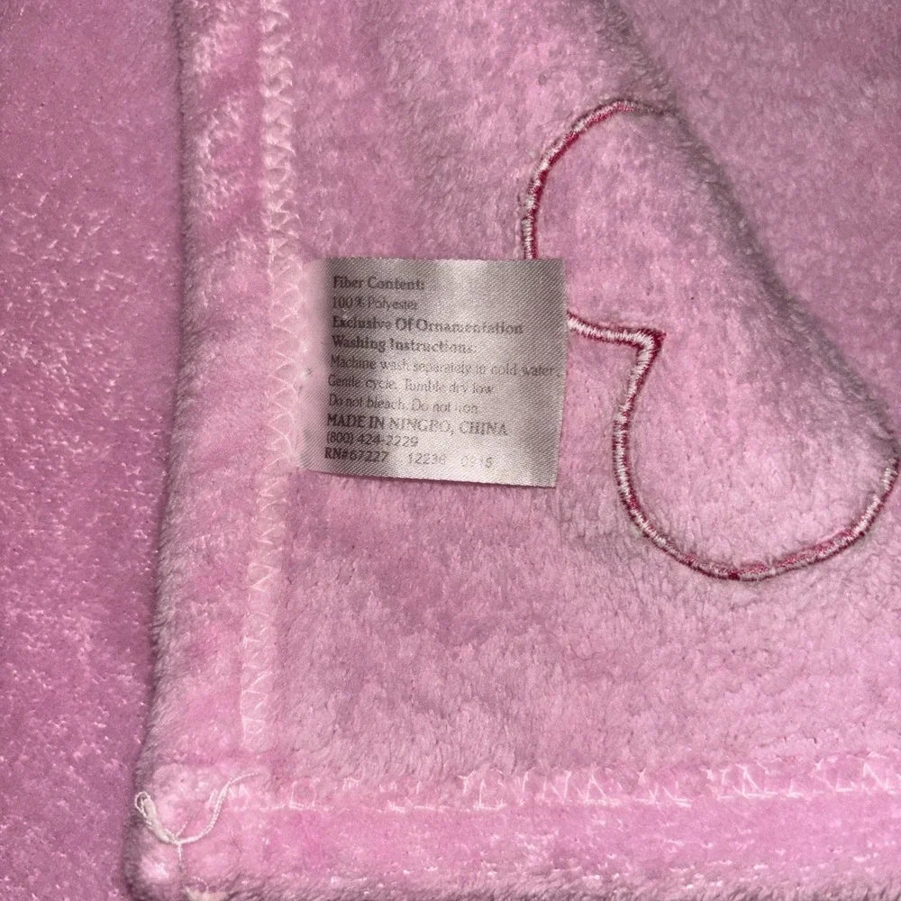 RN 67227 Pink Butterfly Baby Blanket Gray White Chevron Wings Plush Soft Lovey‎